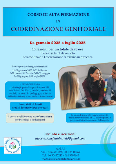 CORSO DI ALTA FORMAZIONE IN COORDINAZIONE GENITORIALE